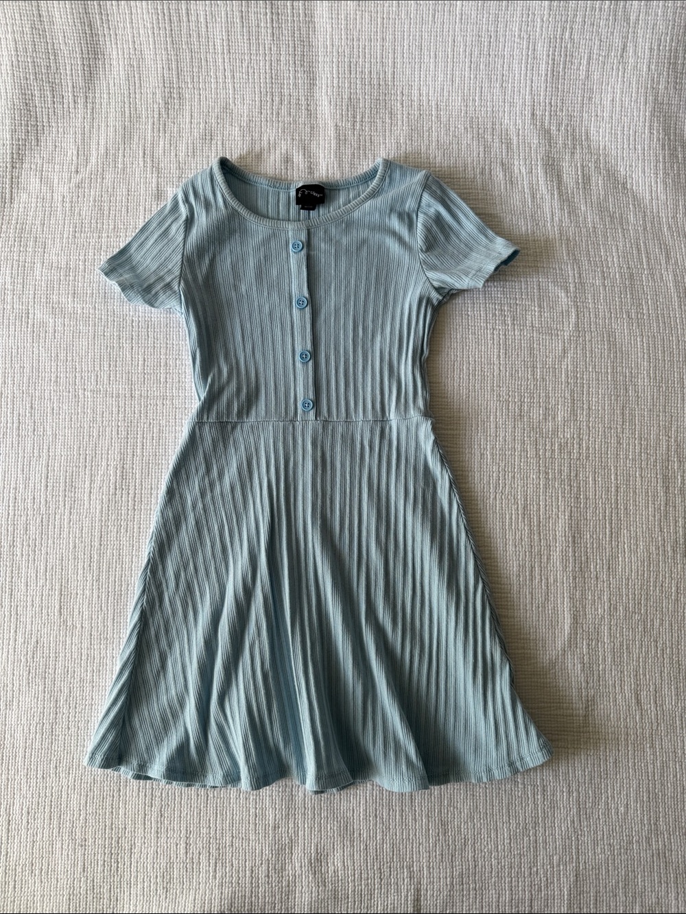 art class Light Blue Ribbed Button-Front Knit Dress